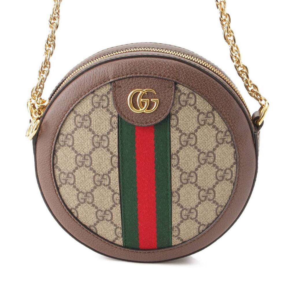 GucciGucci Ophidia GG Supreme Round Chain Shoulder Bag Brown - Picture 1 of 8